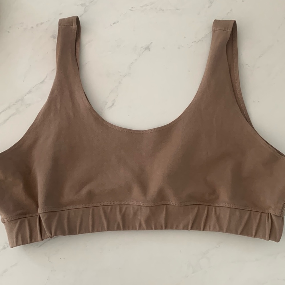 Good American Stretch Cotton Cropped Tank Top 3XL Tan Minimalist Loungewear